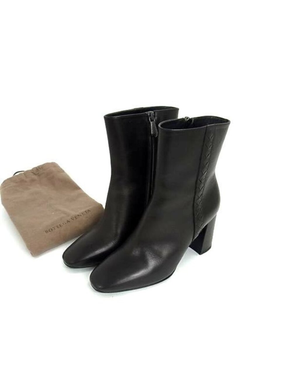 Bottega Veneta Intrecciato Leather Short Boots Shoes Black